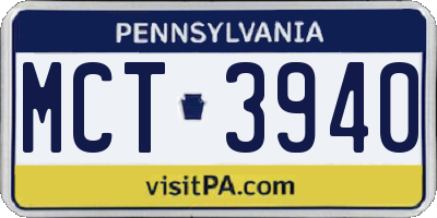 PA license plate MCT3940