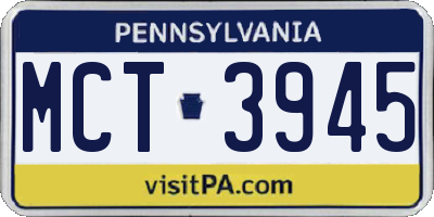 PA license plate MCT3945