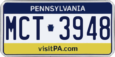 PA license plate MCT3948
