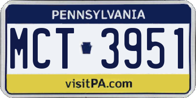 PA license plate MCT3951