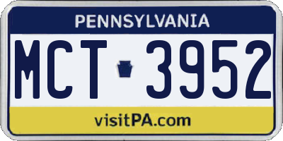 PA license plate MCT3952