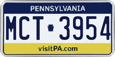 PA license plate MCT3954