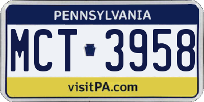 PA license plate MCT3958
