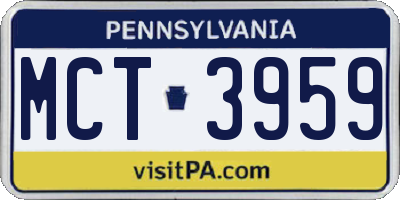 PA license plate MCT3959