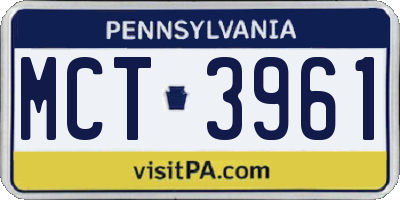 PA license plate MCT3961