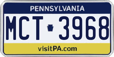 PA license plate MCT3968