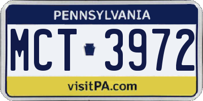 PA license plate MCT3972