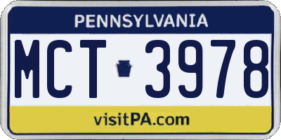 PA license plate MCT3978
