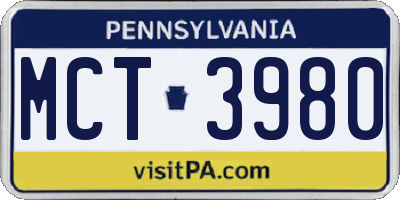 PA license plate MCT3980