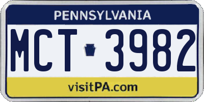 PA license plate MCT3982