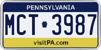 PA license plate MCT3987