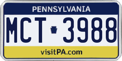 PA license plate MCT3988