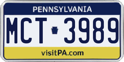 PA license plate MCT3989