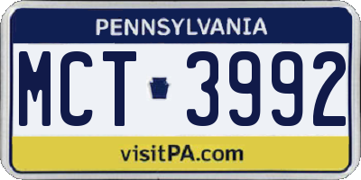 PA license plate MCT3992