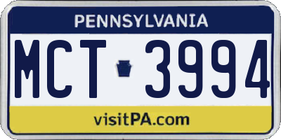 PA license plate MCT3994