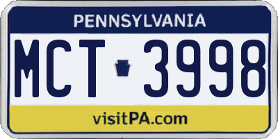 PA license plate MCT3998