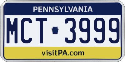 PA license plate MCT3999