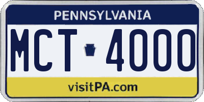 PA license plate MCT4000