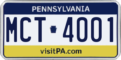 PA license plate MCT4001