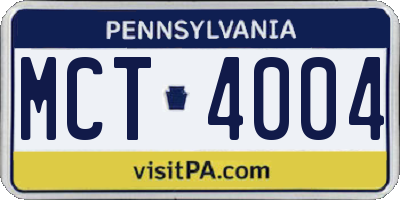 PA license plate MCT4004