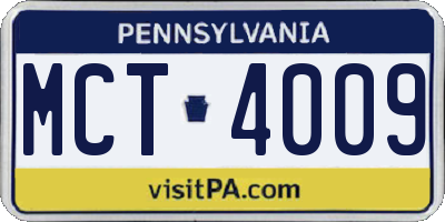 PA license plate MCT4009