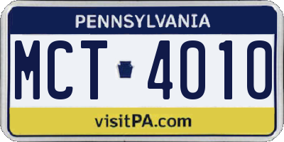 PA license plate MCT4010