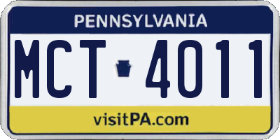 PA license plate MCT4011