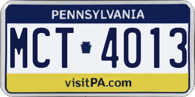 PA license plate MCT4013