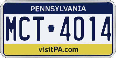 PA license plate MCT4014
