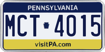 PA license plate MCT4015
