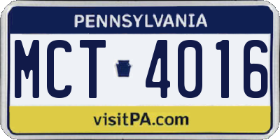 PA license plate MCT4016