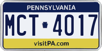 PA license plate MCT4017