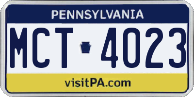 PA license plate MCT4023