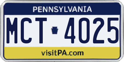 PA license plate MCT4025