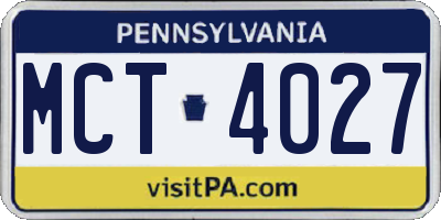 PA license plate MCT4027