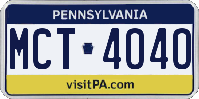 PA license plate MCT4040