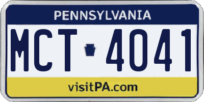 PA license plate MCT4041