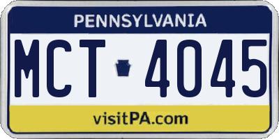 PA license plate MCT4045