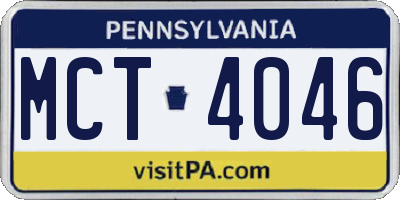 PA license plate MCT4046