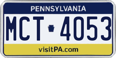 PA license plate MCT4053