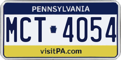 PA license plate MCT4054