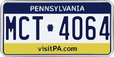 PA license plate MCT4064
