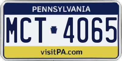 PA license plate MCT4065