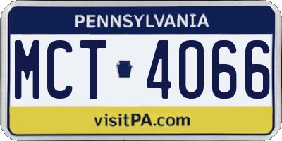 PA license plate MCT4066