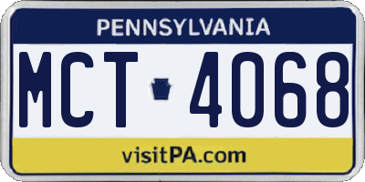 PA license plate MCT4068