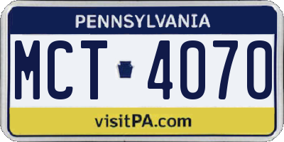 PA license plate MCT4070