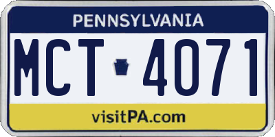 PA license plate MCT4071