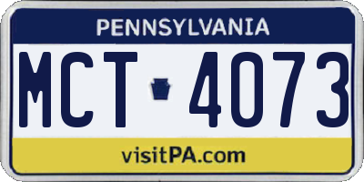PA license plate MCT4073