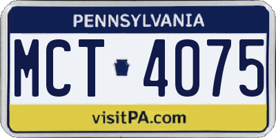 PA license plate MCT4075
