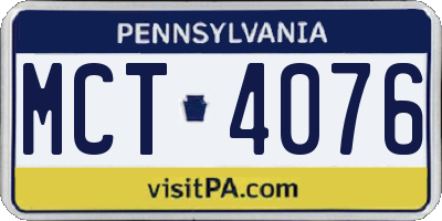 PA license plate MCT4076